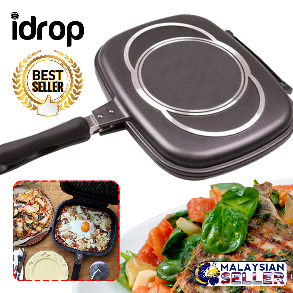 idrop 36CM DOUBLE SIDED FRYING PAN - Kitchen Cooking Pressure Grill Co