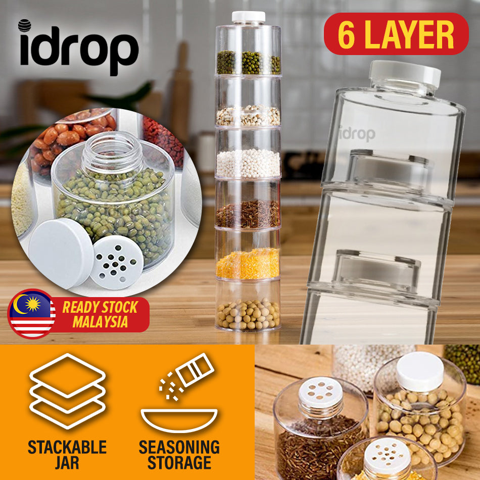 Fyrome 6 Bottles Clear Spice Tower Bottle, Stackable Spice Jars Containers  Seasoning Organizer for Kitchen 