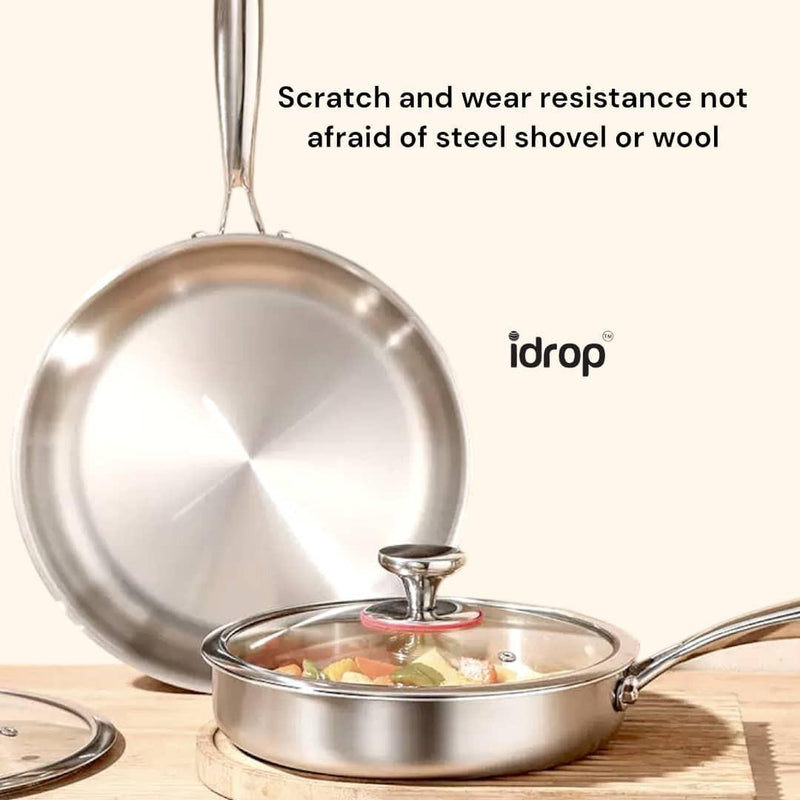 idrop 22CM - 30CM Thickened 316 Without Coating Frying Pan / 22CM - 30CM Tebal 316 Tanpa Bersalut Kuali / 22CM - 30CM 加厚316无涂层煎锅