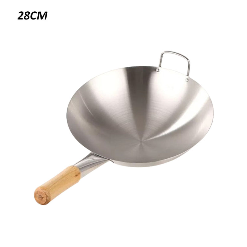 idrop [ 28-36CM ] Round Bottom Uncoated Stainless Steel Cooking Frying Pan / Periuk Memasak Bentuk Kawah Bulat 30CM 32CM 34CM / 30CM 32CM 34CM圆底无涂层不锈钢烹饪煎锅