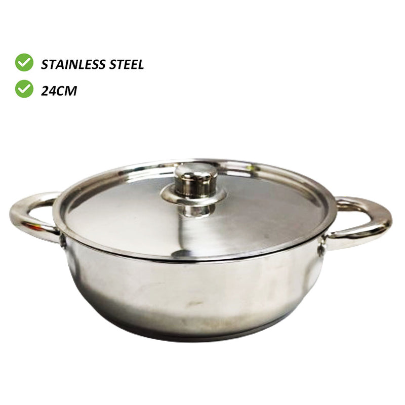 idrop 24CM Stainless Steel Hot Pot Frying Pan / Kuali Goreng Keluli Tahan Karat 24CM  / 24CM 不锈钢煎锅