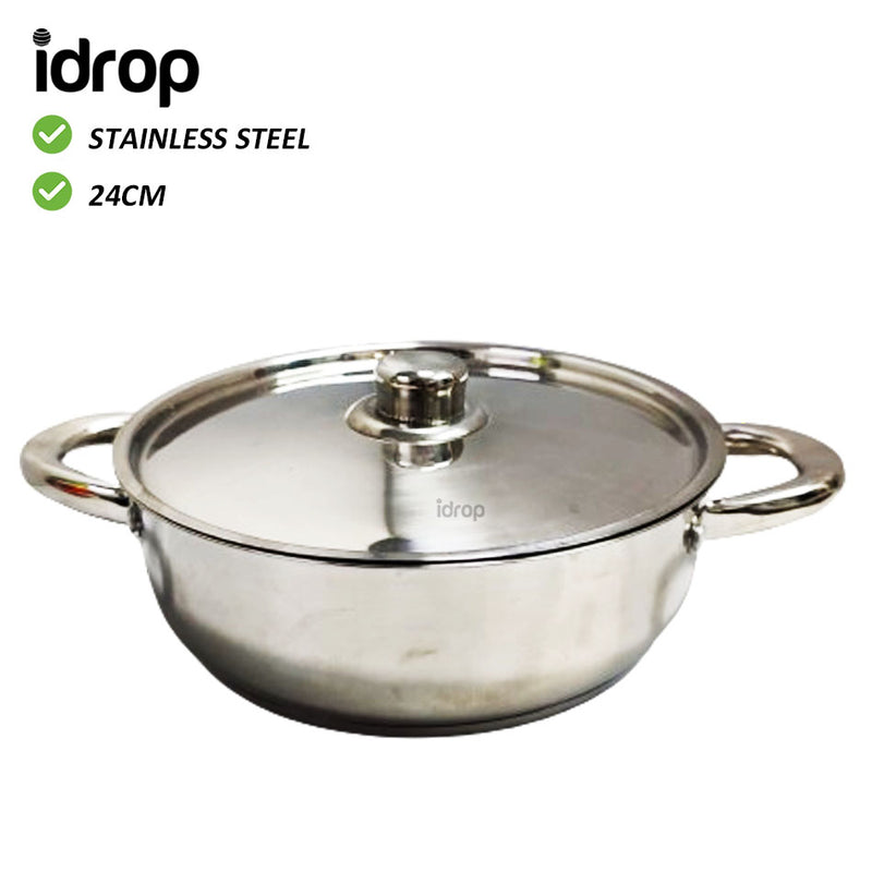 idrop 24CM Stainless Steel Hot Pot Frying Pan / Kuali Goreng Keluli Tahan Karat 24CM  / 24CM 不锈钢煎锅