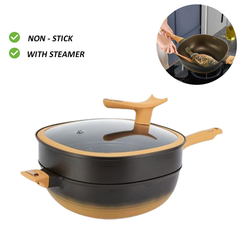 idrop 32CM Non-Stick Steamer Light Titanium Pot / Periuk Titanium Ringan Pengukus Tidak Melekat 32CM / 32CM不粘蒸锅轻钛锅