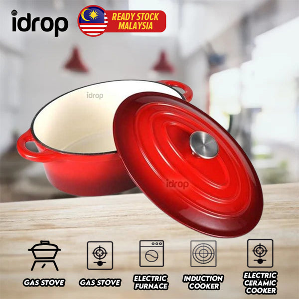 idrop Versatile Cast Oval Iron Wok Perfect for 32CM Ideal for Stir-Frying, Searing, and Slow Cooking / Wok Besi Cor Serbaguna Ideal untuk Menggoreng, Menumis, dan Memasak Perlahan