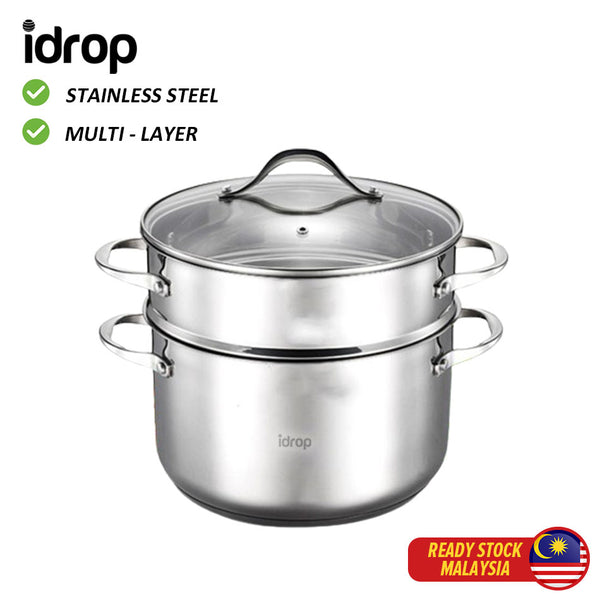 idrop 24CM 304 Double Bottom Soup Pot Steamer Set / Set Pengukus Periuk Sup 24cm 304 Dua Bawah / 24cm 304复底汤锅蒸锅套装