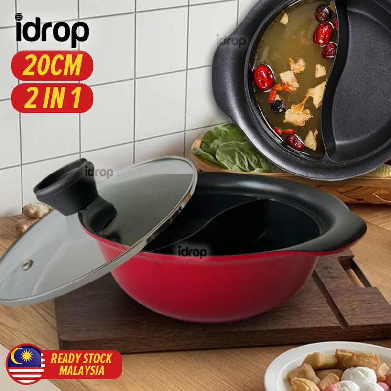 idrop [ 20CM ] Mandarin Duck Pot Claypot with Glass Lid /  Periuk Tanah Liat dengan Penutup Kaca / 20CM鸳鸯锅(日文)(玻璃盖)