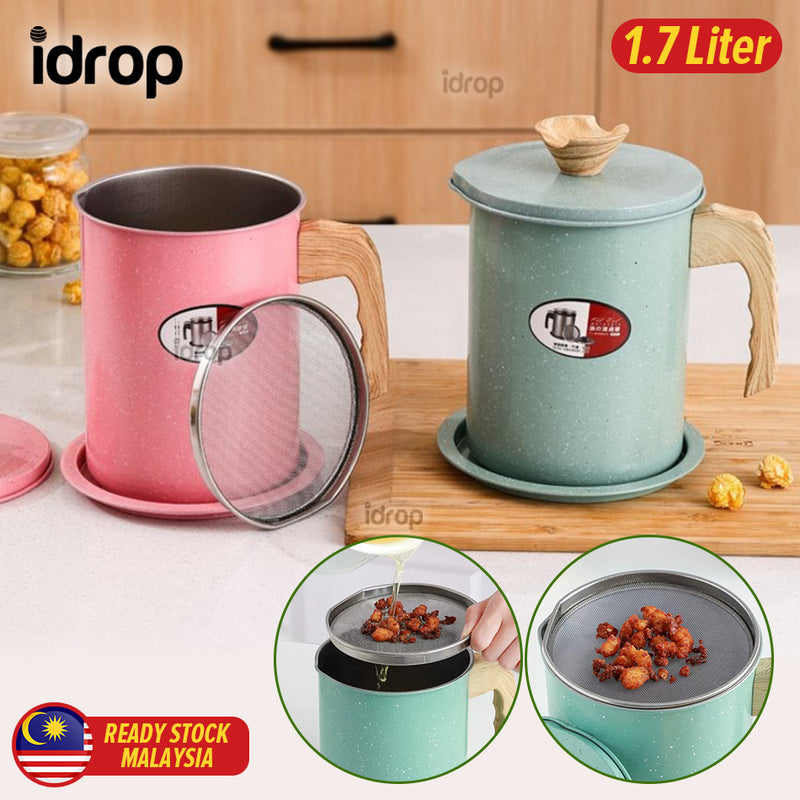 idrop [ 1.7L ] SUS304 Stainless Steel Oil Pot With Wood Handle /  Periuk Minyak Dengan Pemegang Kayu / 304不锈钢隔油壶(隔油神壶)(木柄 )1.7L