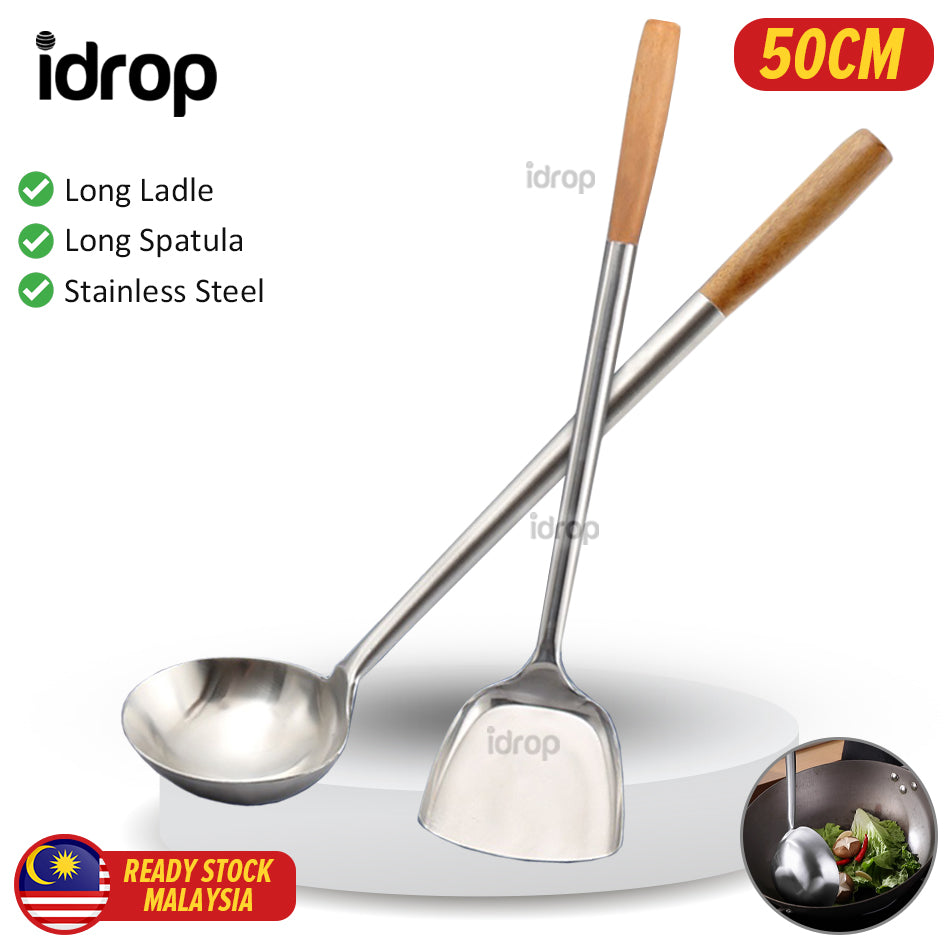 idrop [ 50CM ] Long Stainless Steel Wok Spatula & Ladle / Senduk & Spa