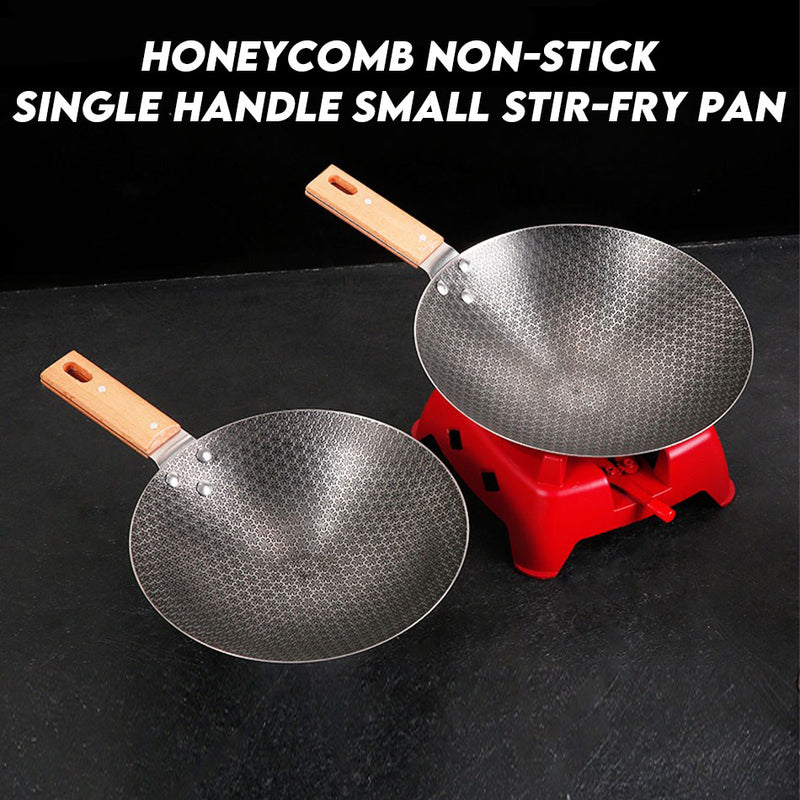 idrop 22CM 24CM 26CM 28CM Non-Stick Single Wooden Handle Small Frying Pan / Pemegang Kayu Tunggal Tidak Melekat Kuali Kecil / 不粘单木柄小炒锅