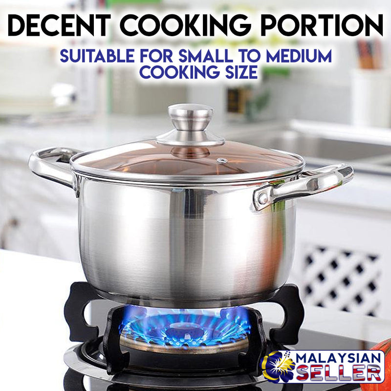 idrop [ 20 / 24 / 26CM ] Stainless Steel Soup Pot With Lid Cover / Periuk Masak Sup Keluli tahan Karat Bersama Penutup Periuk / 带盖不锈钢汤锅