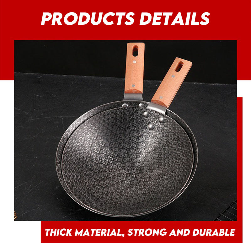 idrop 22CM 24CM 26CM 28CM Non-Stick Single Wooden Handle Small Frying Pan / Pemegang Kayu Tunggal Tidak Melekat Kuali Kecil / 不粘单木柄小炒锅