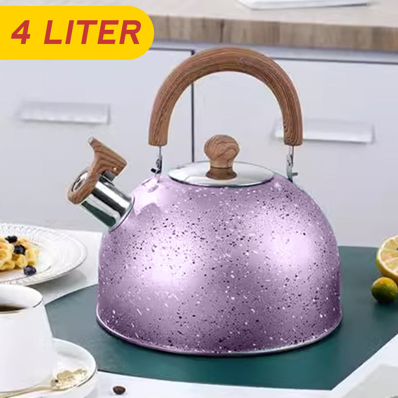 idrop [ 4L ] Whistling Kettle Non-Magnetic Stainless Steel with Wood Grain / Cerek Air Keluli Tahan Karat / 4L木纹无磁不锈钢壶(喷漆)