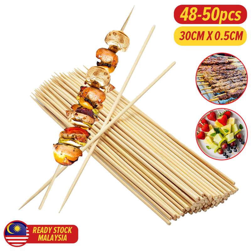 idrop [ 48-50pcs ] Long Thick Bamboo Food Skewer 30CM x 0.5CM / Lidi Buluh Makanan / 30CM长5MM粗竹签(48-50支)