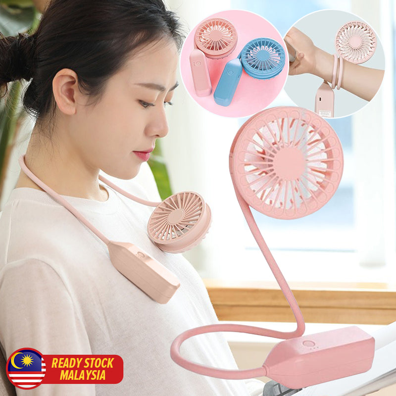 idrop USB Portable Hands-Free Flexible Rechargeable Fan 2000mAh / Kipas Mudah Alih Fleksibel / 可收纳手持挂脖风扇(2000毫安)