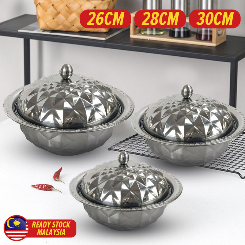 idrop [ 26 / 28 / 30CM ] Stainless Steel Crown Basin Bowl + Cover /  Mangkuk Besen Keluli Tahan Karat / 不锈钢盆碗