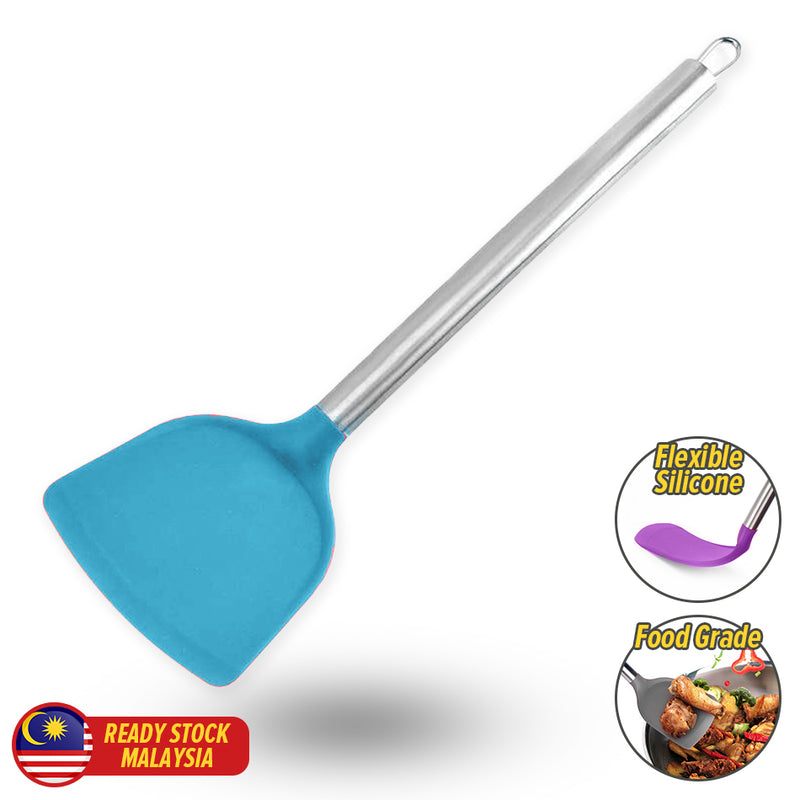 idrop Silicone Kitchen Cooking Spatula with Stainless Steel Handle / Spatula Dapur Silikon Pemegang Keluli Tahan Karat / 不锈钢柄硅胶头铲