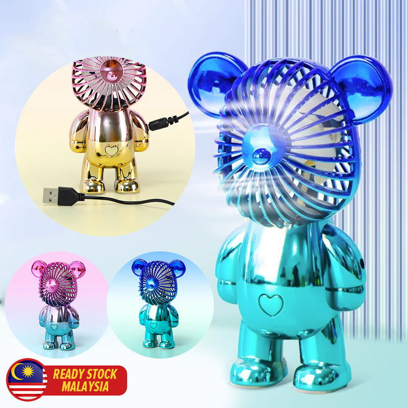 idrop USB Rechargeable Gradient Color Bear Fan / Kipas USB Beruang Warna Warni / USB充电渐变色小熊风扇