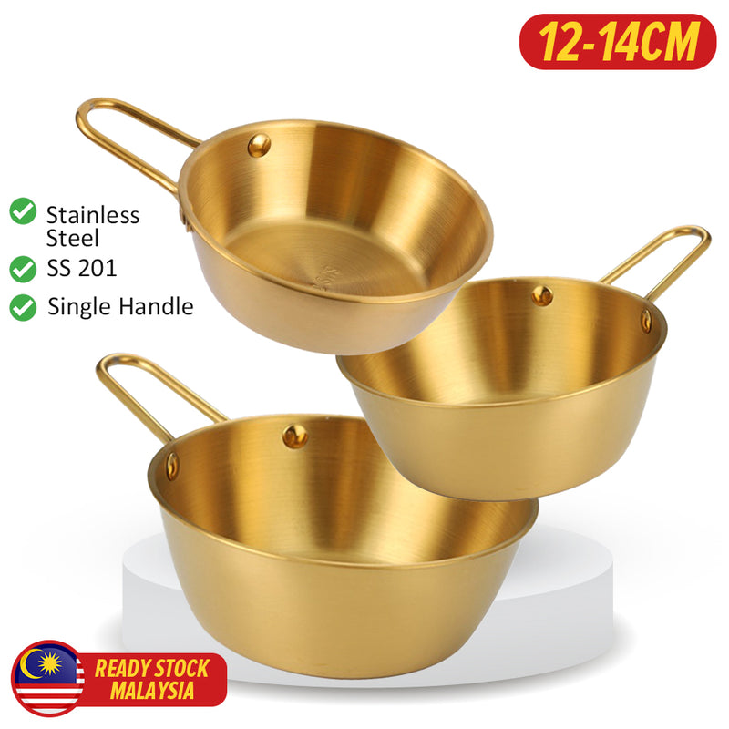 idrop [ 12CM ~ 14CM ] Gold Plated Stainless Steel Single Handle Pot Bowl / Periuk Mangkuk Satu Pemegang Berwarna Emas / 不锈钢单柄米酒碗