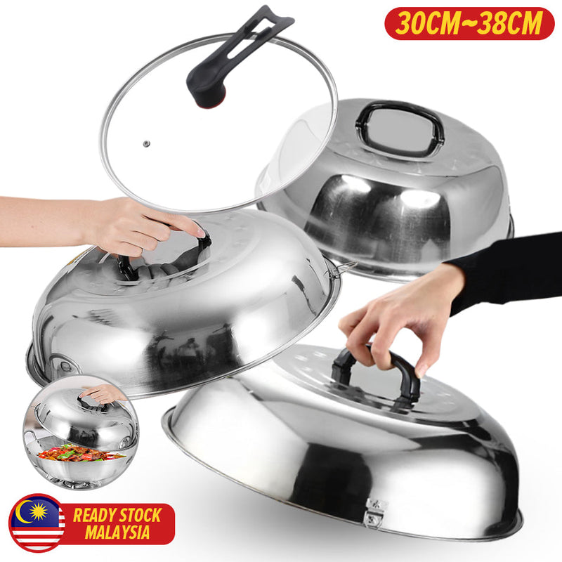 idrop [ 34CM / 40CM / 42CM ] Thickened Stainless Steel Frying Pan Wok Lid Cover / Penutup Periuk Keluli Tahan Karat / [ 34CM / 40CM / 42CM ] 加厚不锈钢炒锅锅盖盖