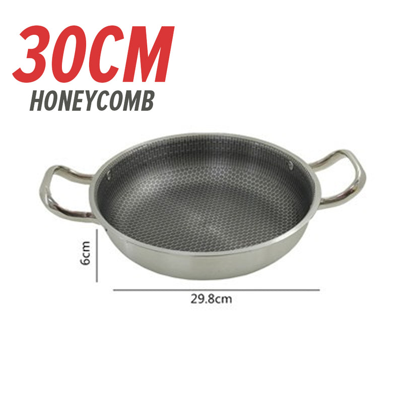 idrop [ 20~30CM ] Gold/Silver Hong Kong Style Stainless Steel Griddle Pan / Kuali Periuk Keluli Tahan Karat Emas & Perak / 金银港式不锈钢煎锅