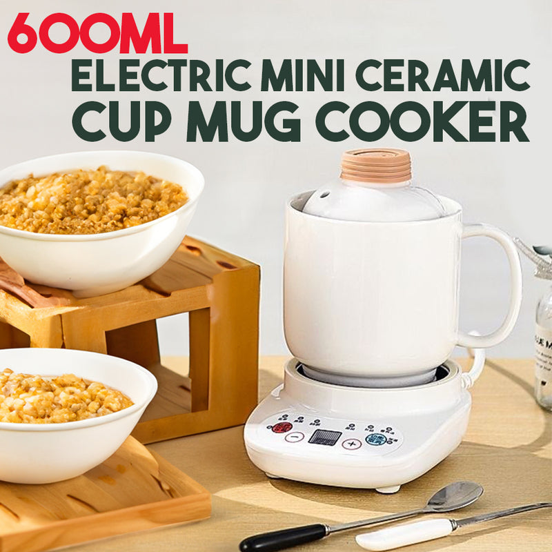 idrop [ 600ml ] Electric Mini Ceramic Soup Porridge Cup Mug Cooker / Pemanas Memasak Cawan Seramik Elektrik / 办公室小型陶瓷电炖杯多功能玻璃电热杯子宿舍加热烧水全自动煮粥