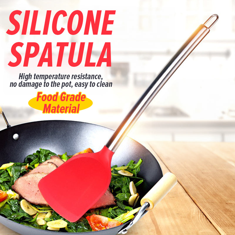 idrop Silicone Kitchen Cooking Spatula with Stainless Steel Handle / Spatula Dapur Silikon Pemegang Keluli Tahan Karat / 不锈钢柄硅胶头铲