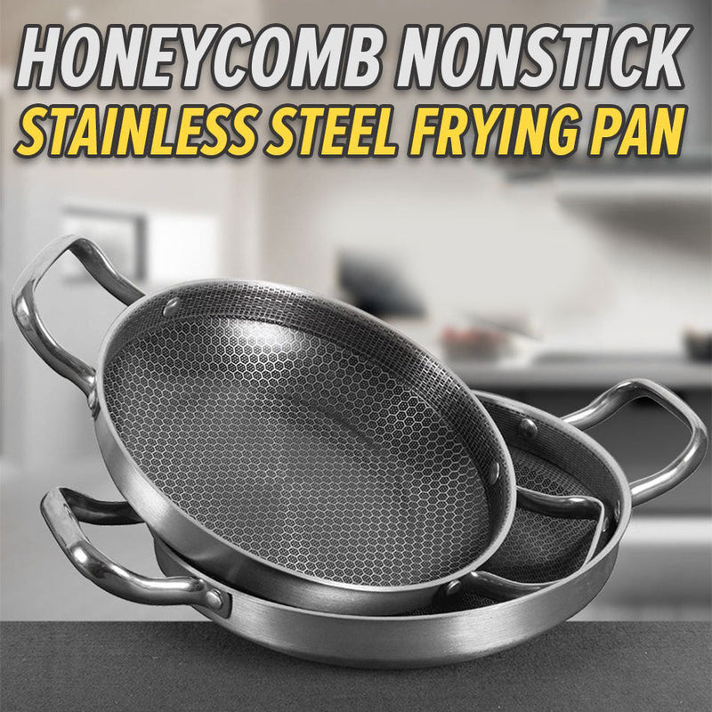 idrop [ 24CM / 30CM ] Stainless Steel Inner Full Honeycomb Nonstick Double Ear Frying Pan / Periuk Kuali Keluli Tahan Karat Tidak Lekat / 24CM 30CM不锈钢内全满蜂窝双耳煎锅