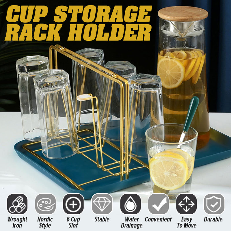 idrop Cup Rack Drain Rack Storage Holder [ Excluding Cup ] / Rak Penyimpanan Cawan / 杯架倒挂杯子沥水架水杯架家用收纳玻璃杯置物架水杯挂架沥水架子