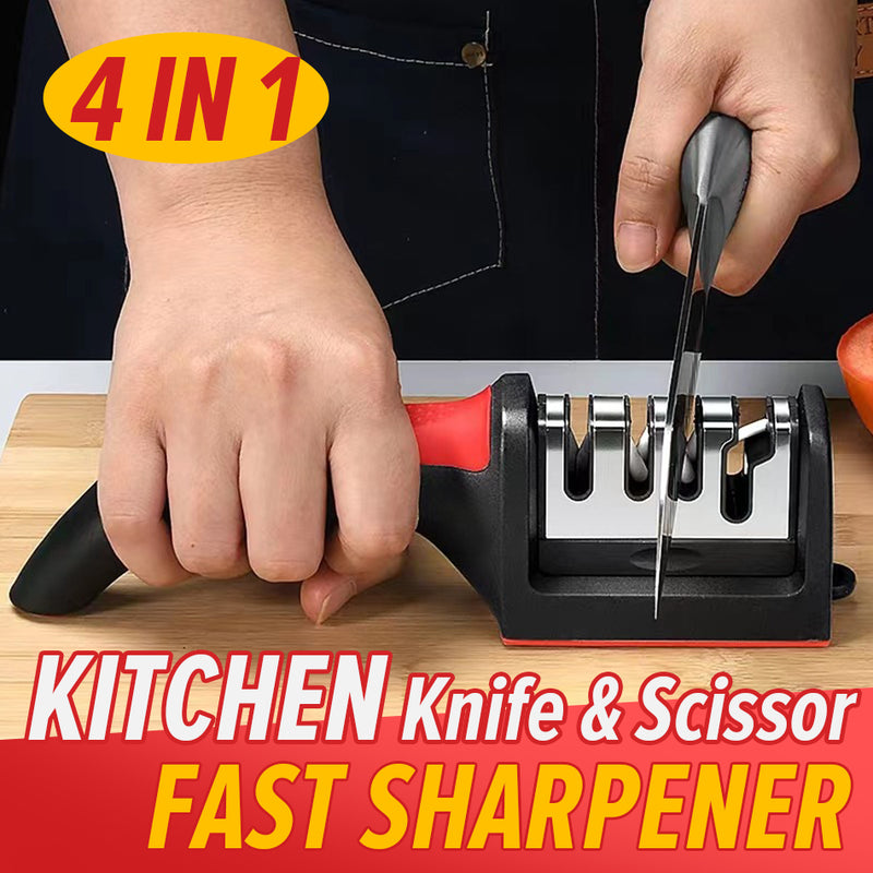 idrop [ 4 IN 1 ] Kitchen Knife & Scissor Fast Sharpener / Pengasah Laju Pisau & Gunting Dapur / 四槽磨刀器