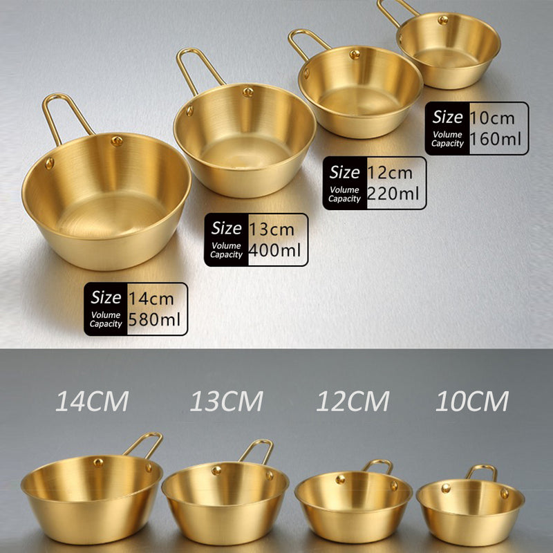 idrop [ 12CM ~ 14CM ] Gold Plated Stainless Steel Single Handle Pot Bowl / Periuk Mangkuk Satu Pemegang Berwarna Emas / 不锈钢单柄米酒碗