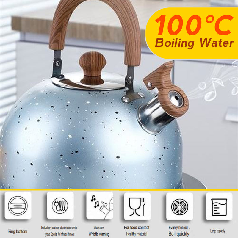 idrop [ 4L ] Whistling Kettle Non-Magnetic Stainless Steel with Wood Grain / Cerek Air Keluli Tahan Karat / 4L木纹无磁不锈钢壶(喷漆)