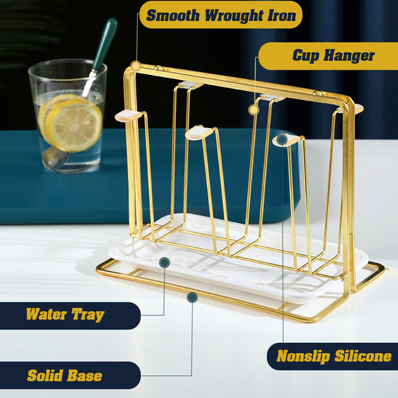 idrop Cup Rack Drain Rack Storage Holder [ Excluding Cup ] / Rak Penyimpanan Cawan / 杯架倒挂杯子沥水架水杯架家用收纳玻璃杯置物架水杯挂架沥水架子