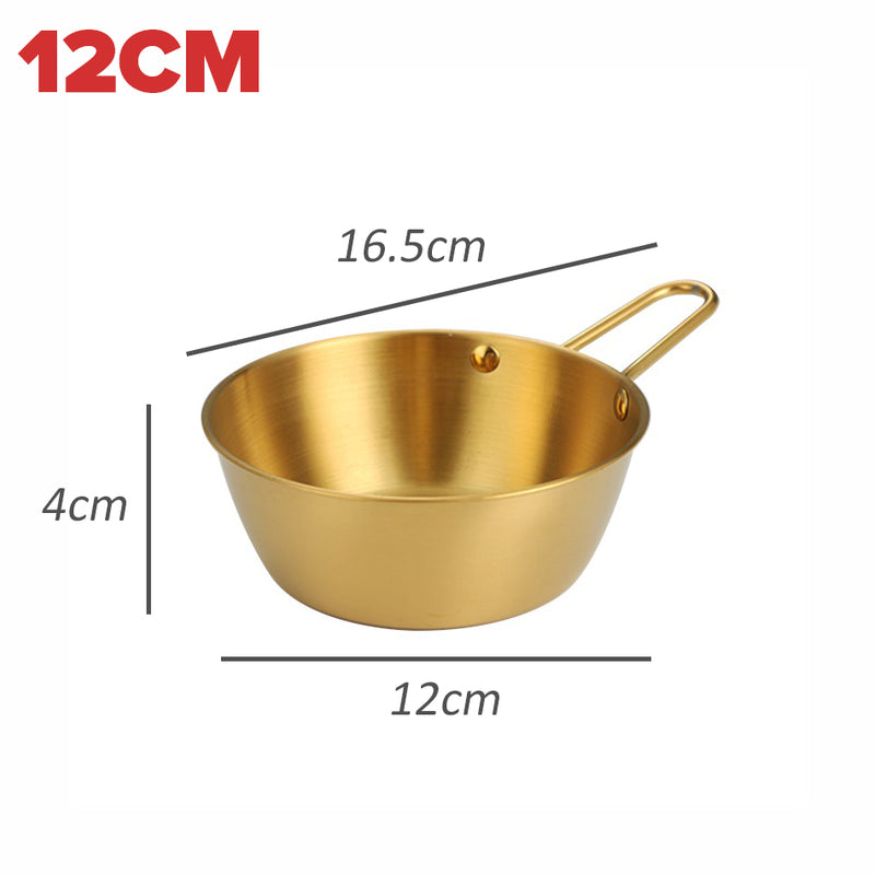 idrop [ 12CM ~ 14CM ] Gold Plated Stainless Steel Single Handle Pot Bowl / Periuk Mangkuk Satu Pemegang Berwarna Emas / 不锈钢单柄米酒碗