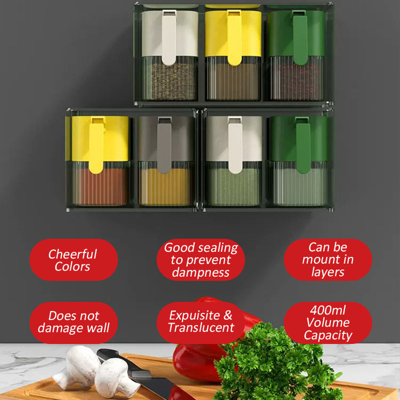 idrop [ 3PCS ] Wall Mounted Kitchen Seasoning Box / Kotak Penyimpanan Perencah 3pcs / 壁挂轻奢调味盒 (三组)