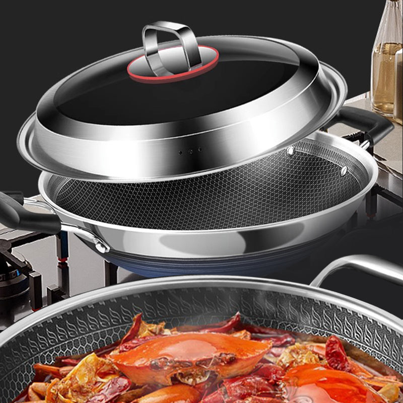 idrop [ 34CM ] Nonstick Honeycomb SUS316 Cooking Frying Wok with  Lid Cover / Periuk Kuali Memasak keluli tahan Karat 316 Bersama Penutup / 34CM玻璃组合盖316炒锅