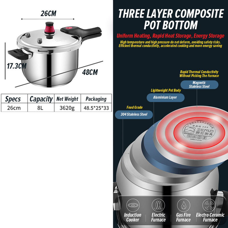 idrop [ 26CM ] 8 Liter Pressure Cooker / Pemasak Tekanan Keluli Tahan Karat / 26CM旺龙压力锅(S系列)(8L)