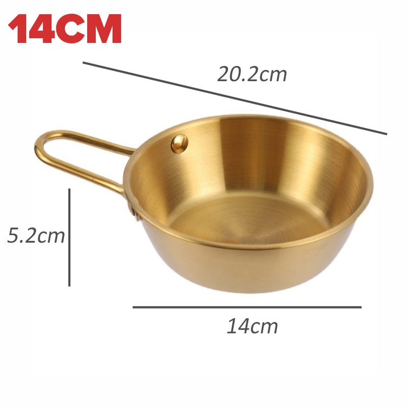 idrop [ 12CM ~ 14CM ] Gold Plated Stainless Steel Single Handle Pot Bowl / Periuk Mangkuk Satu Pemegang Berwarna Emas / 不锈钢单柄米酒碗