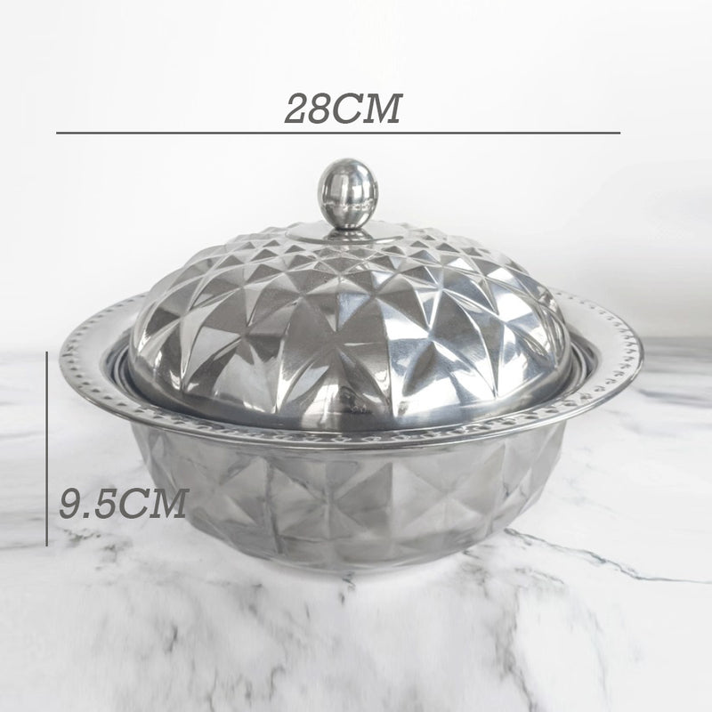 idrop [ 26 / 28 / 30CM ] Stainless Steel Crown Basin Bowl + Cover /  Mangkuk Besen Keluli Tahan Karat / 不锈钢盆碗