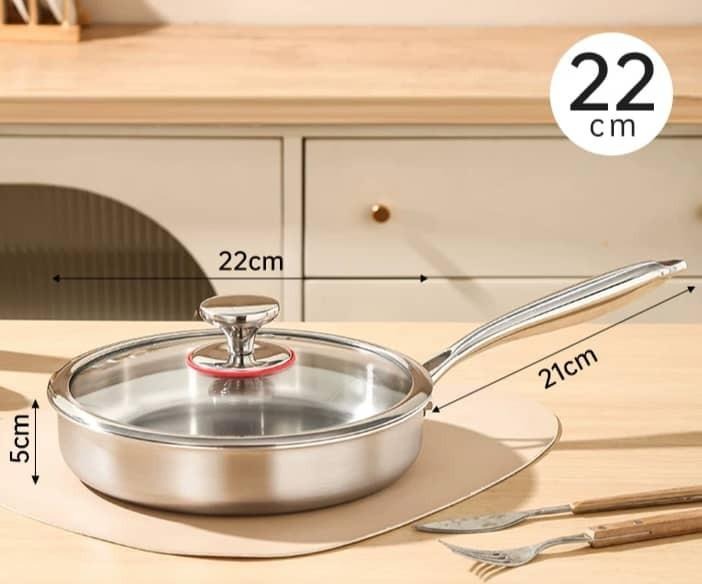 idrop 22CM - 30CM Thickened 316 Without Coating Frying Pan / 22CM - 30CM Tebal 316 Tanpa Bersalut Kuali / 22CM - 30CM 加厚316无涂层煎锅