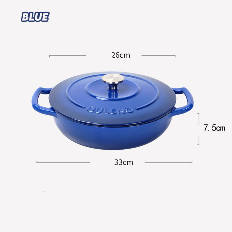 idrop 26 CM Premium Cast Iron Enamel Pot Casserole Round Dutch Oven Cooking Pot / 26 CM  Enamel Besi Tuang Premium Periuk Memasak Ketuhar Belanda Bulat