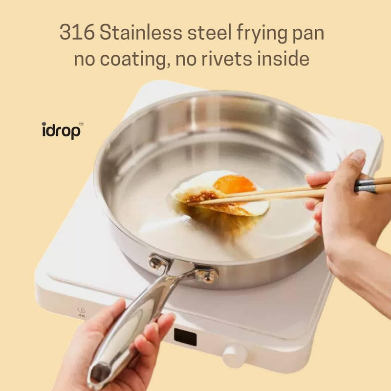 idrop 22CM - 30CM Thickened 316 Without Coating Frying Pan / 22CM - 30CM Tebal 316 Tanpa Bersalut Kuali / 22CM - 30CM 加厚316无涂层煎锅