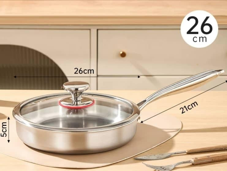 idrop 22CM - 30CM Thickened 316 Without Coating Frying Pan / 22CM - 30CM Tebal 316 Tanpa Bersalut Kuali / 22CM - 30CM 加厚316无涂层煎锅