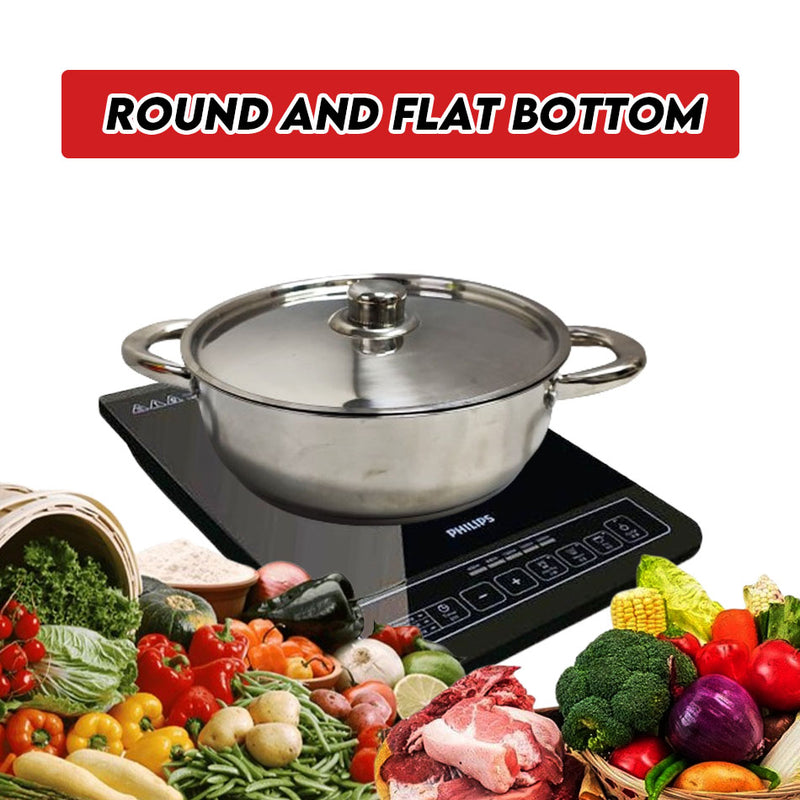 idrop 24CM Stainless Steel Hot Pot Frying Pan / Kuali Goreng Keluli Tahan Karat 24CM  / 24CM 不锈钢煎锅