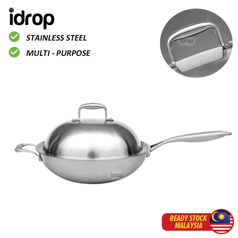 idrop 32CM 304 Stainless Steel Wok / Kuali Keluli Tahan Karat 32CM 304 / 32CM 304不锈钢炒锅