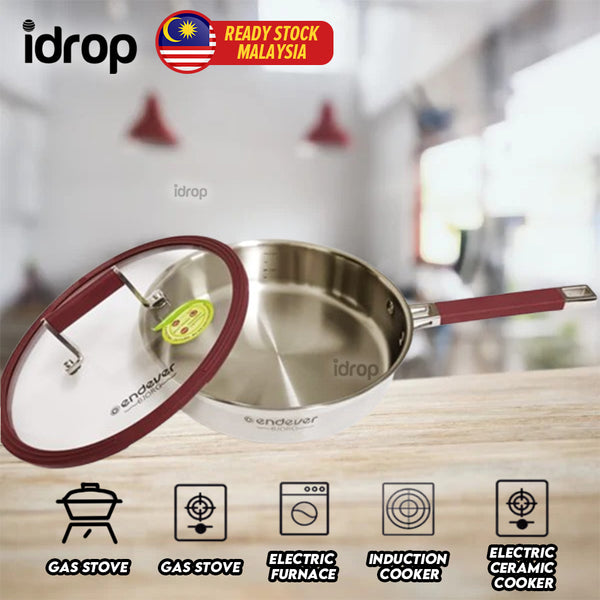 idrop 25CM Uncoated 304 Stainless Steel Frying Pan Household Non-stick Pan Food Grade Thickened Induction Cooker / Kuali 304 Keluli Tahan Karat Tidak Bersalut 25CM Kuali Tidak Lekat Isi Rumah Periuk Aruhan Tebal Gred Makanan / 25CM 无涂层304不锈钢煎锅家用不粘锅食品级电磁炉