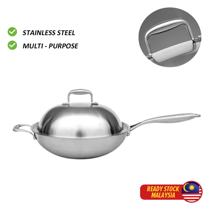 idrop 32CM 304 Stainless Steel Wok / Kuali Keluli Tahan Karat 32CM 304 / 32CM 304不锈钢炒锅