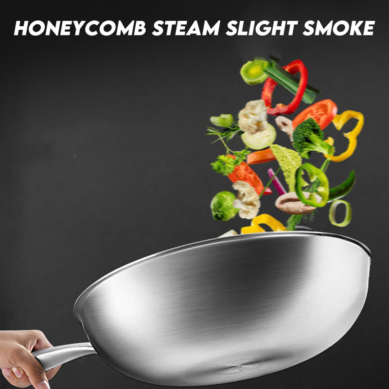 idrop [ 34cm ] Stainless Steel Non-Stick Cooking Wok with Handle / Kuali Masak Keluli Tahan Karat Permukaan Tidak Lekat / 34cm 不锈钢不粘锅带柄