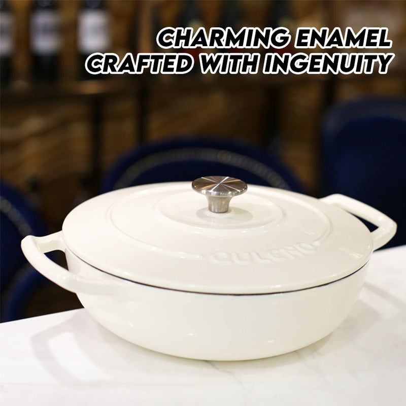 idrop 26 CM Premium Cast Iron Enamel Pot Casserole Round Dutch Oven Cooking Pot / 26 CM  Enamel Besi Tuang Premium Periuk Memasak Ketuhar Belanda Bulat