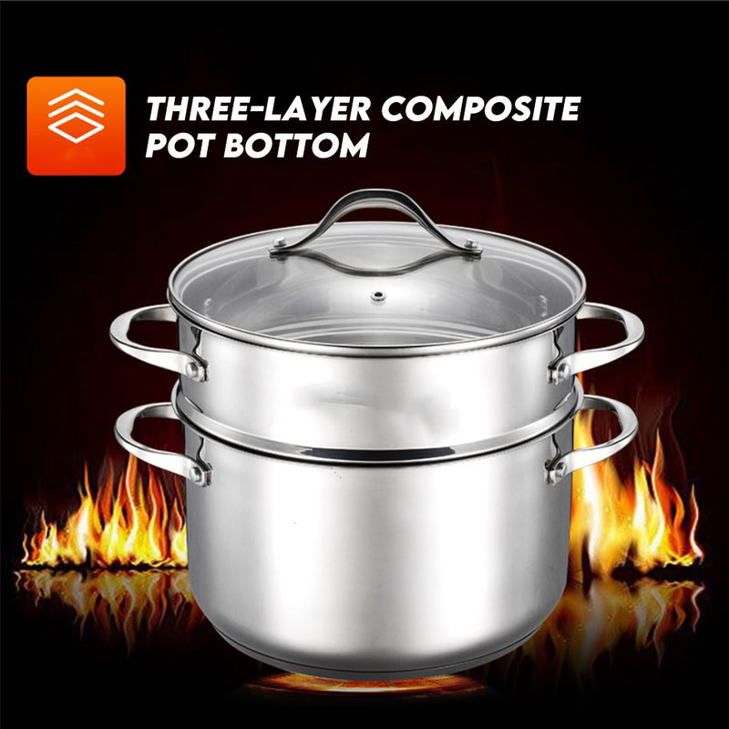 idrop 24CM 304 Double Bottom Soup Pot Steamer Set / Set Pengukus Periuk Sup 24cm 304 Dua Bawah / 24cm 304复底汤锅蒸锅套装