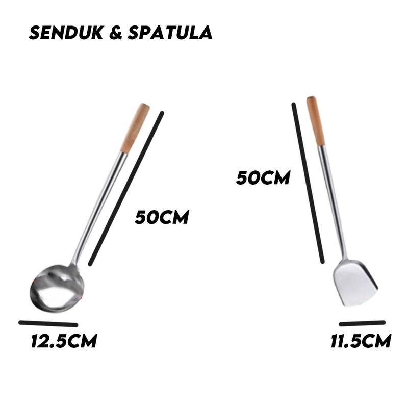 idrop 4PCS Combo Set 65CM Kuali Kawah Rendang Honeycomb Periuk Besar Berpenutup 62CM & Senduk dan Spatula